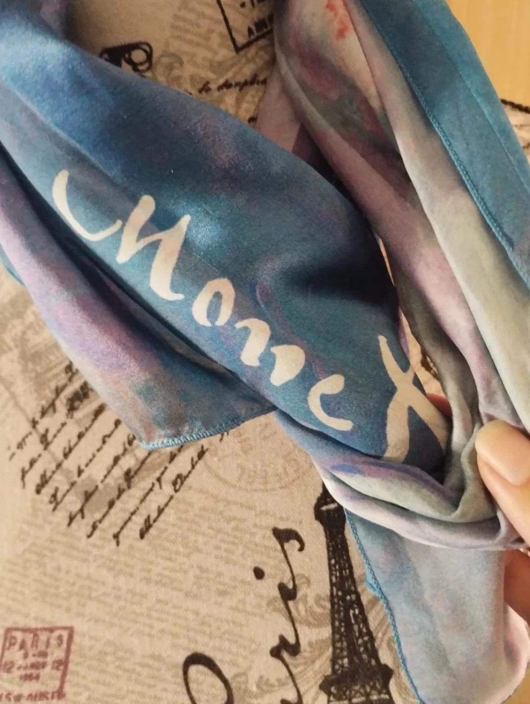 Fular com motivo de nenúfar Monet, 100% seda – photo 3